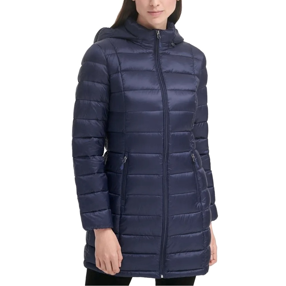 Charter Club Down Puffer Coat Packable Hooded, Navy Blue, Style #PL112437